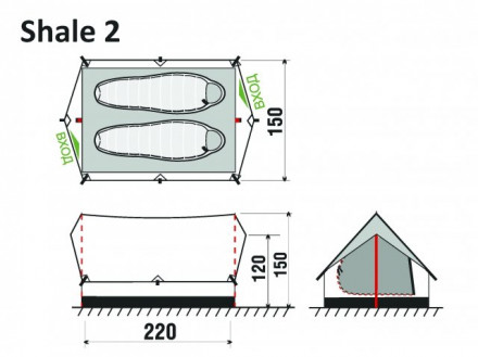 Палатка GreenLand Shale 2 (двухместная) зелёный цвет